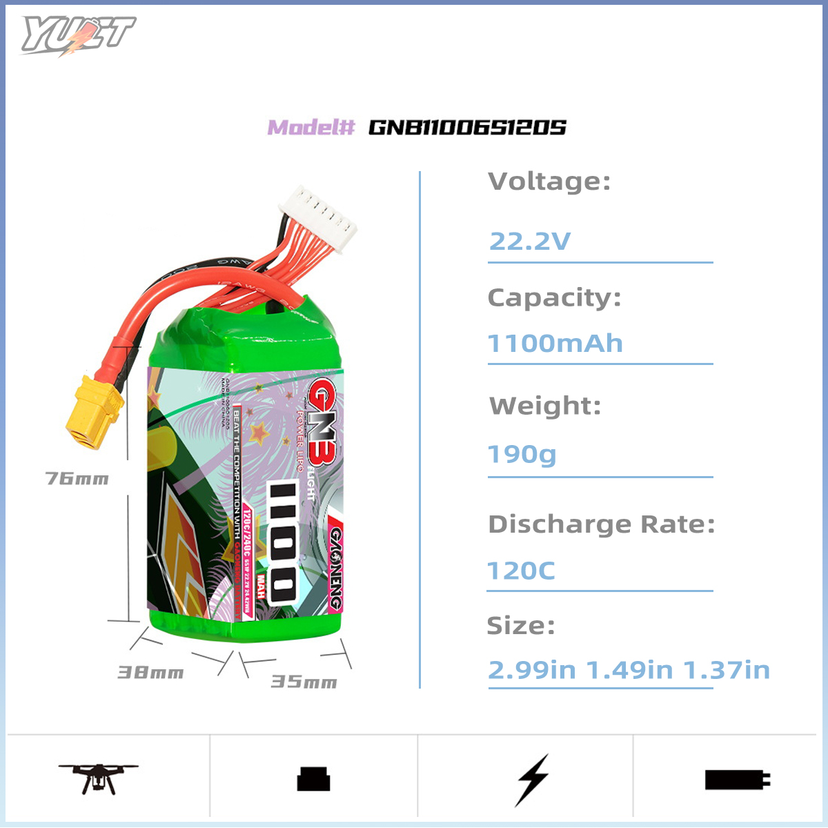 YUCT GNB 6S LiPo Battery 22.2V – Drone Battery 6S Bewertung und Preis